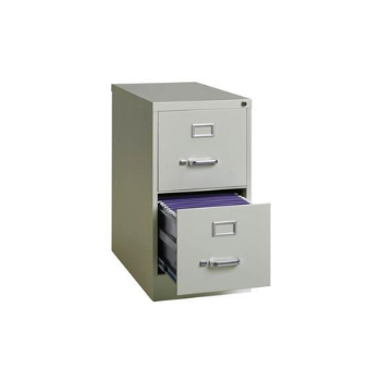 light gray metal two drawer file cabinet